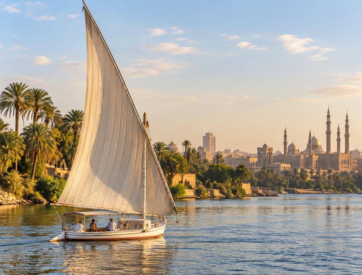 A private felucca sailing on the Nile